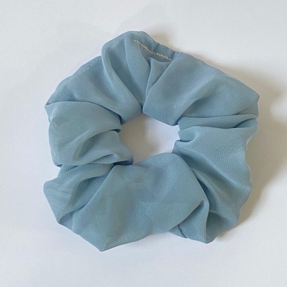 Handmade Blue Chiffon Scrunchies